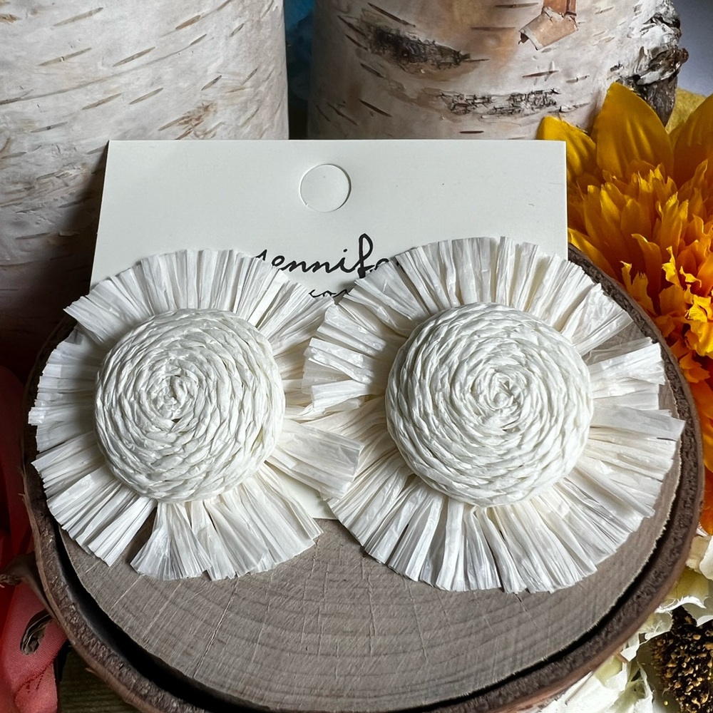 Statement Raffia Earrings 2” Long